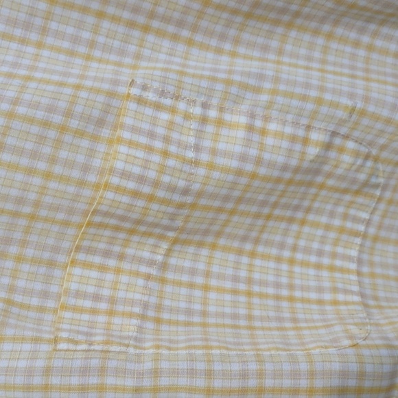 USED VAN HEUSEN BUTTON DOWN YELLOW CHECKERED SHIRT SHORT SLEEVE L 16-16 1/2 - Picture 6 of 12